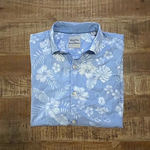 Tommy Bahama Disney Parks Indigo Mickey Hawaiian Button Up Shirt